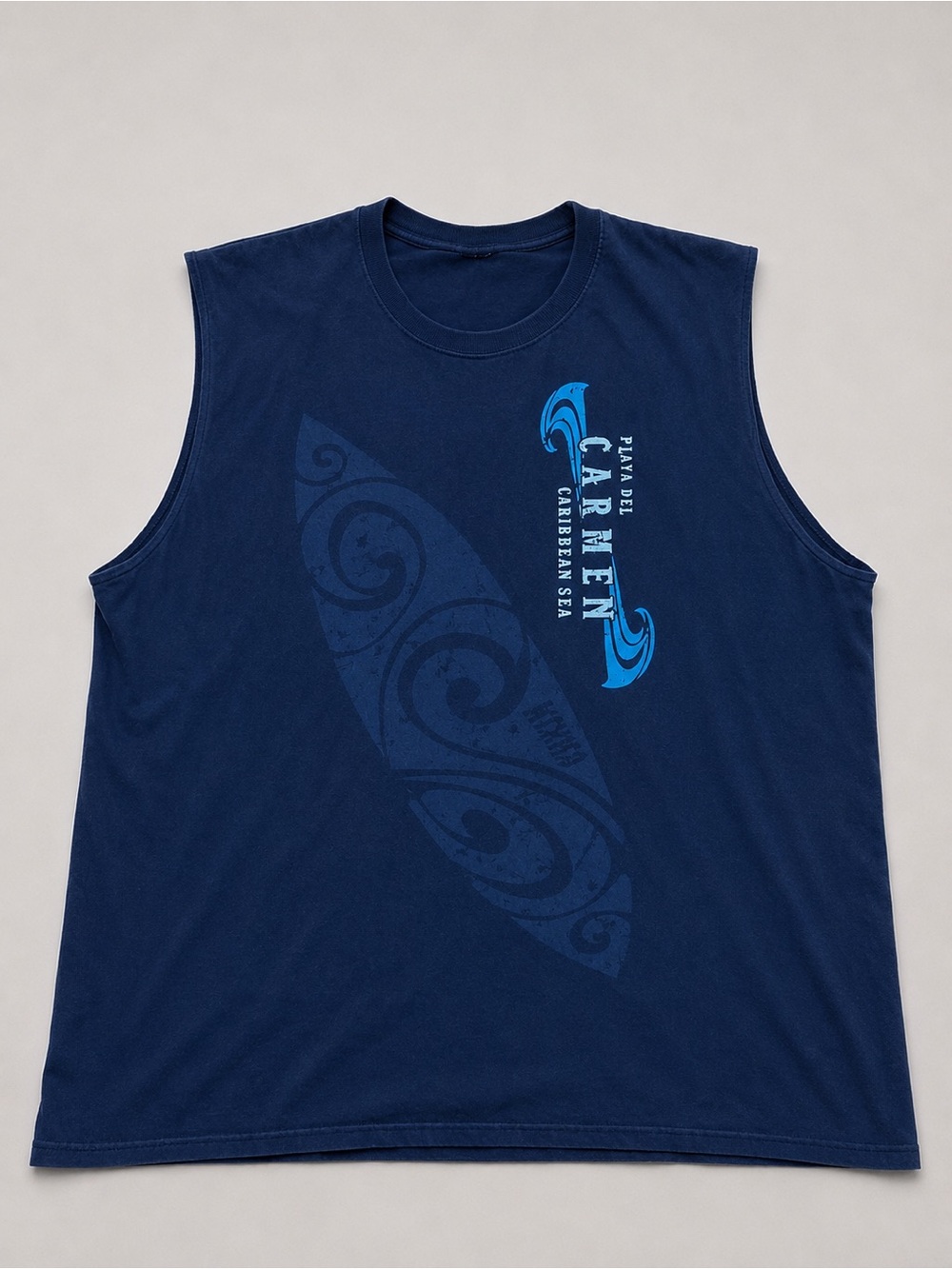 Caribbean Navy Blue Graphic Tank with Light Blue Accent